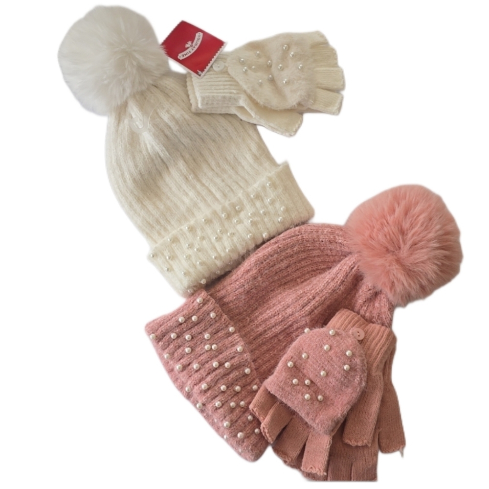 Holiday Time Knit Beanie and Glove Set- 2 Sets